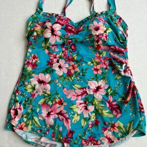 Catalina Swimsuit Blue Green Pink Floral Size 2 X